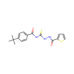 CC(C)(C)c1ccc(C(=O)NC(=S)NNC(=O)c2cccs2)cc1 ZINC000002135417