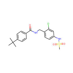 CC(C)(C)c1ccc(C(=O)NCc2ccc(NS(C)(=O)=O)cc2Cl)cc1 ZINC001772607407