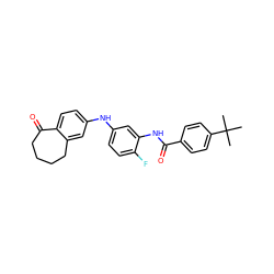 CC(C)(C)c1ccc(C(=O)Nc2cc(Nc3ccc4c(c3)CCCCC4=O)ccc2F)cc1 ZINC000095573946