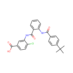 CC(C)(C)c1ccc(C(=O)Nc2ccccc2C(=O)Nc2cc(C(=O)O)ccc2Cl)cc1 ZINC000299823211