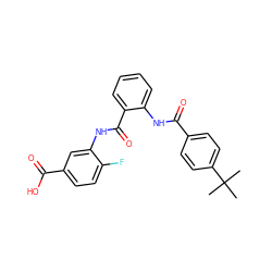 CC(C)(C)c1ccc(C(=O)Nc2ccccc2C(=O)Nc2cc(C(=O)O)ccc2F)cc1 ZINC000299823258