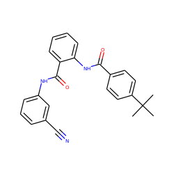 CC(C)(C)c1ccc(C(=O)Nc2ccccc2C(=O)Nc2cccc(C#N)c2)cc1 ZINC000137798230