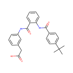 CC(C)(C)c1ccc(C(=O)Nc2ccccc2C(=O)Nc2cccc(CC(=O)O)c2)cc1 ZINC000299819694