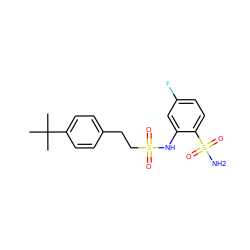 CC(C)(C)c1ccc(CCS(=O)(=O)Nc2cc(F)ccc2S(N)(=O)=O)cc1 ZINC000143524449