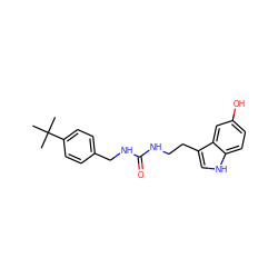 CC(C)(C)c1ccc(CNC(=O)NCCc2c[nH]c3ccc(O)cc23)cc1 ZINC000014979730