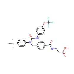 CC(C)(C)c1ccc(N(Cc2ccc(C(=O)NCCC(=O)O)cc2)C(=O)Nc2ccc(OC(F)(F)F)cc2)cc1 ZINC000043544013