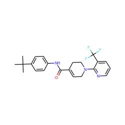 CC(C)(C)c1ccc(NC(=O)C2=CCN(c3ncccc3C(F)(F)F)CC2)cc1 ZINC000040943140