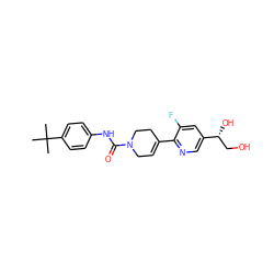 CC(C)(C)c1ccc(NC(=O)N2CC=C(c3ncc([C@H](O)CO)cc3F)CC2)cc1 ZINC000043200363