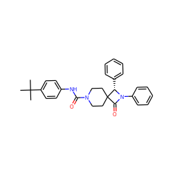 CC(C)(C)c1ccc(NC(=O)N2CCC3(CC2)C(=O)N(c2ccccc2)[C@H]3c2ccccc2)cc1 ZINC000040933032