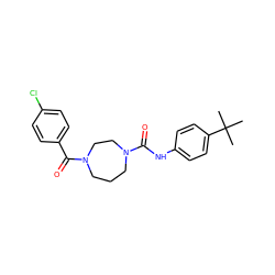 CC(C)(C)c1ccc(NC(=O)N2CCCN(C(=O)c3ccc(Cl)cc3)CC2)cc1 ZINC000071318558