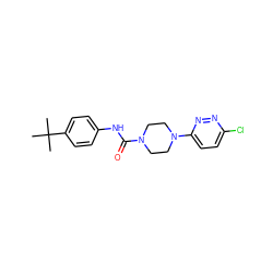 CC(C)(C)c1ccc(NC(=O)N2CCN(c3ccc(Cl)nn3)CC2)cc1 ZINC000028372578