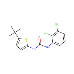 CC(C)(C)c1ccc(NC(=O)Nc2cccc(Cl)c2Cl)s1 ZINC000003833989