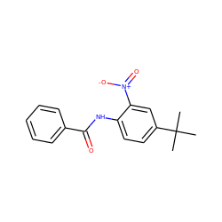 CC(C)(C)c1ccc(NC(=O)c2ccccc2)c([N+](=O)[O-])c1 ZINC000003898934