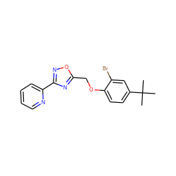 CC(C)(C)c1ccc(OCc2nc(-c3ccccn3)no2)c(Br)c1 ZINC000002849625