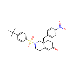 CC(C)(C)c1ccc(S(=O)(=O)N2CCC3=CC(=O)CC[C@@]3(Cc3ccc([N+](=O)[O-])cc3)C2)cc1 ZINC000028953782