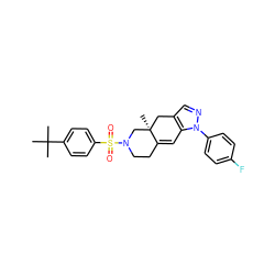 CC(C)(C)c1ccc(S(=O)(=O)N2CCC3=Cc4c(cnn4-c4ccc(F)cc4)C[C@]3(C)C2)cc1 ZINC000029127592