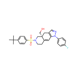 CC(C)(C)c1ccc(S(=O)(=O)N2CCC3=Cc4c(cnn4-c4ccc(F)cc4)C[C@]3(CO)C2)cc1 ZINC000029128115