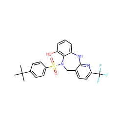 CC(C)(C)c1ccc(S(=O)(=O)N2Cc3ccc(C(F)(F)F)nc3Nc3cccc(O)c32)cc1 ZINC000095578754