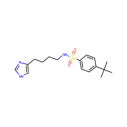 CC(C)(C)c1ccc(S(=O)(=O)NCCCCc2c[nH]cn2)cc1 ZINC000026269327