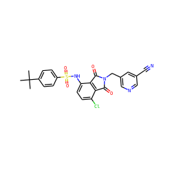 CC(C)(C)c1ccc(S(=O)(=O)Nc2ccc(Cl)c3c2C(=O)N(Cc2cncc(C#N)c2)C3=O)cc1 ZINC000653845392