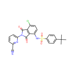 CC(C)(C)c1ccc(S(=O)(=O)Nc2ccc(Cl)c3c2C(=O)N(c2cccc(C#N)n2)C3=O)cc1 ZINC000653846209