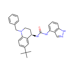 CC(C)(C)c1ccc2c(c1)[C@H](NC(=O)Nc1cccc3[nH]ncc13)CCN2Cc1ccccc1 ZINC000035833278