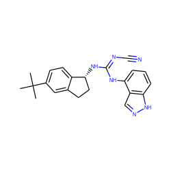 CC(C)(C)c1ccc2c(c1)CC[C@H]2N/C(=N/C#N)Nc1cccc2[nH]ncc12 ZINC000101160660