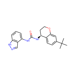 CC(C)(C)c1ccc2c(c1)OCC[C@@H]2NC(=O)Nc1cccc2[nH]ncc12 ZINC000035996408