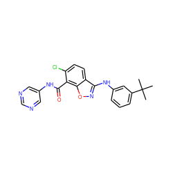 CC(C)(C)c1cccc(Nc2noc3c(C(=O)Nc4cncnc4)c(Cl)ccc23)c1 ZINC000040940362