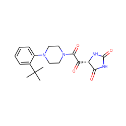 CC(C)(C)c1ccccc1N1CCN(C(=O)C(=O)[C@@H]2NC(=O)NC2=O)CC1 ZINC000114543944