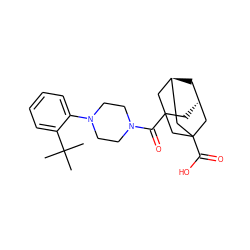 CC(C)(C)c1ccccc1N1CCN(C(=O)C23C[C@H]4C[C@@H](CC(C(=O)O)(C4)C2)C3)CC1 ZINC000114543506