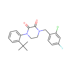 CC(C)(C)c1ccccc1N1CCN(Cc2ccc(F)cc2Cl)C(=O)C1=O ZINC000068247219