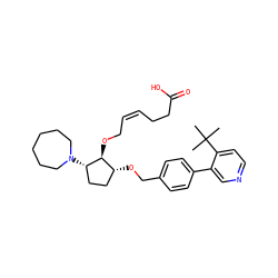 CC(C)(C)c1ccncc1-c1ccc(CO[C@@H]2CC[C@H](N3CCCCCC3)[C@H]2OC/C=C\CCC(=O)O)cc1 ZINC000027736700