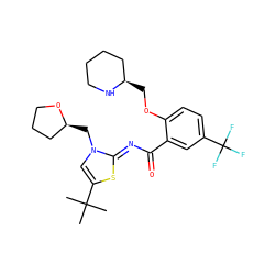 CC(C)(C)c1cn(C[C@H]2CCCO2)/c(=N/C(=O)c2cc(C(F)(F)F)ccc2OC[C@@H]2CCCCN2)s1 ZINC000141429269