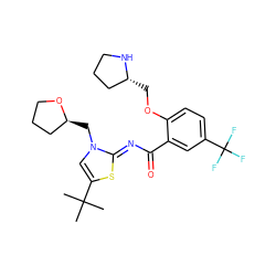 CC(C)(C)c1cn(C[C@H]2CCCO2)/c(=N/C(=O)c2cc(C(F)(F)F)ccc2OC[C@@H]2CCCN2)s1 ZINC000139674273