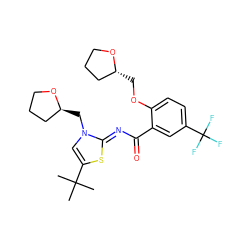 CC(C)(C)c1cn(C[C@H]2CCCO2)/c(=N/C(=O)c2cc(C(F)(F)F)ccc2OC[C@@H]2CCCO2)s1 ZINC000140389176