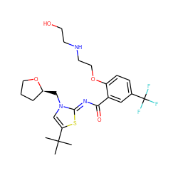 CC(C)(C)c1cn(C[C@H]2CCCO2)/c(=N/C(=O)c2cc(C(F)(F)F)ccc2OCCNCCO)s1 ZINC000139443566