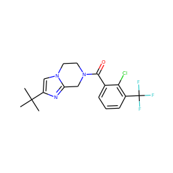 CC(C)(C)c1cn2c(n1)CN(C(=O)c1cccc(C(F)(F)F)c1Cl)CC2 ZINC000095553094