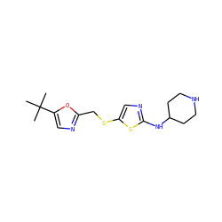 CC(C)(C)c1cnc(CSc2cnc(NC3CCNCC3)s2)o1 ZINC000040379028
