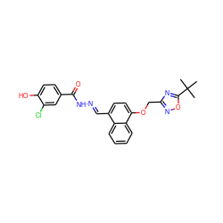 CC(C)(C)c1nc(COc2ccc(/C=N/NC(=O)c3ccc(O)c(Cl)c3)c3ccccc23)no1 ZINC000027736342