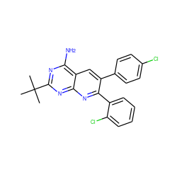 CC(C)(C)c1nc(N)c2cc(-c3ccc(Cl)cc3)c(-c3ccccc3Cl)nc2n1 ZINC000040881413