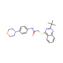 CC(C)(C)c1nc(SCC(=O)Nc2ccc(N3CCOCC3)cc2)c2ccccc2n1 ZINC000001342550