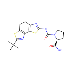 CC(C)(C)c1nc2c(s1)CCc1nc(NC(=O)N3CCC[C@H]3C(N)=O)sc1-2 ZINC000144961832