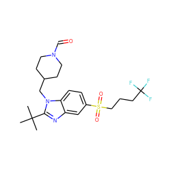 CC(C)(C)c1nc2cc(S(=O)(=O)CCCC(F)(F)F)ccc2n1CC1CCN(C=O)CC1 ZINC000073197166