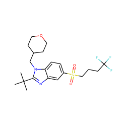 CC(C)(C)c1nc2cc(S(=O)(=O)CCCC(F)(F)F)ccc2n1CC1CCOCC1 ZINC000029046564