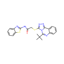 CC(C)(C)c1nc2ccccc2c2nnc(SCC(=O)Nc3nc4ccccc4s3)n12 ZINC000008690167