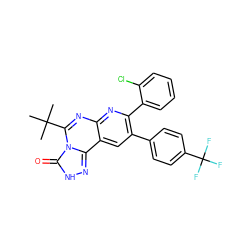 CC(C)(C)c1nc2nc(-c3ccccc3Cl)c(-c3ccc(C(F)(F)F)cc3)cc2c2n[nH]c(=O)n12 ZINC000040881021