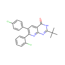 CC(C)(C)c1nc2nc(-c3ccccc3Cl)c(-c3ccc(Cl)cc3)cc2c(=O)[nH]1 ZINC000040875165