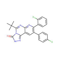 CC(C)(C)c1nc2nc(-c3ccccc3Cl)c(-c3ccc(Cl)cc3)cc2c2n[nH]c(=O)n12 ZINC000040394792