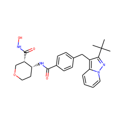 CC(C)(C)c1nn2ccccc2c1Cc1ccc(C(=O)N[C@@H]2CCOC[C@@H]2C(=O)NO)cc1 ZINC000029127107